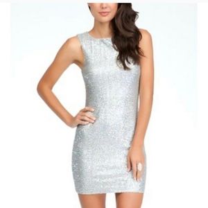 Bebe Silver Hologram Dress
